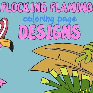 10 COLORING PAGES Flocking Flamingos Adult Coloring Book ; Meditation; Self Care Self Help; Mental Health; Stress Relaxation; Birds; POD