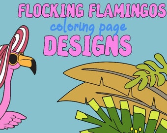 10 COLORING PAGES Flocking Flamingos Adult Coloring Book ; Meditation; Self Care Self Help; Mental Health; Stress Relaxation; Birds; POD