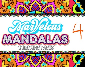 25 MARVELOUS MANDALA Coloring Pages Adult Coloring Book Vol 4; Mindfulness, Meditation, Relaxation; Mandalas; Mental Health;  Self Care; PDF