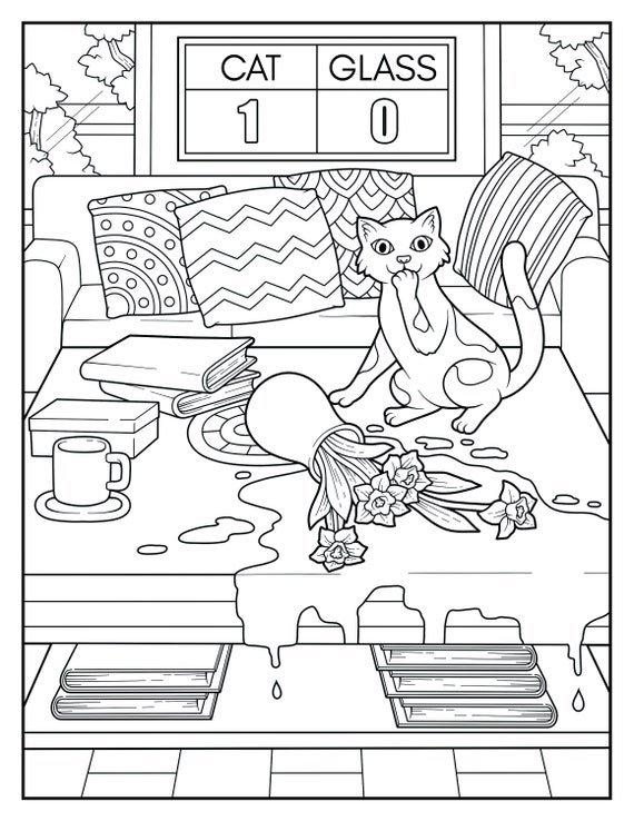 Cute Kittens: Coloring Book for Cat Lovers 25 Easy Lage Prints, Printable  Pages for Stress Relieving, for Relaxation, Instant Download PDF 
