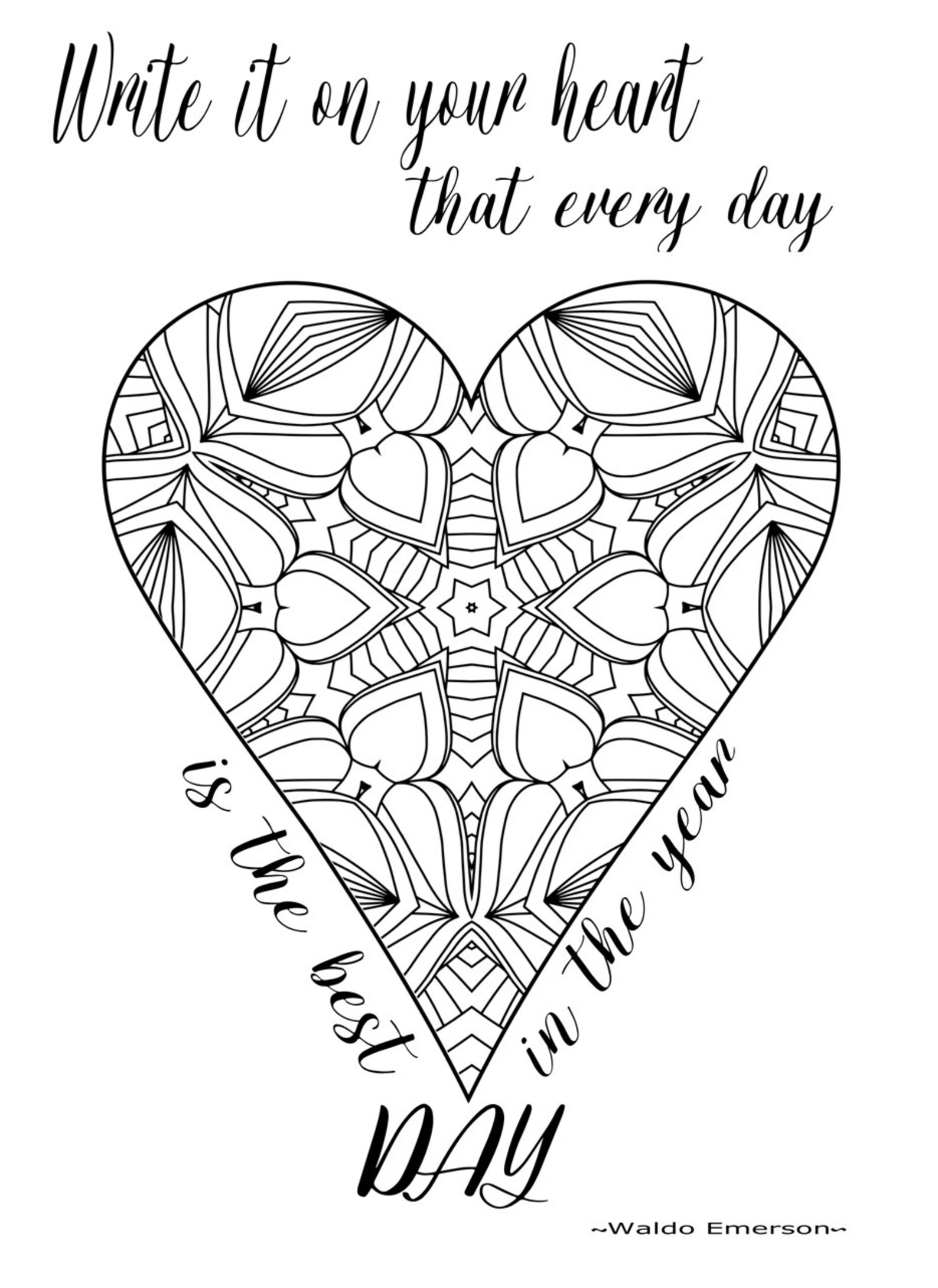 25 HEART COLORING Pages Adult Coloring Book volume 3 Quotes Meditation Relaxation Patterns Print ...