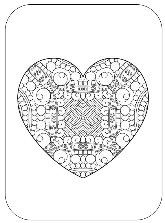 25 Heart Coloring Pages Adult Coloring Book Volume 2 Etsy
