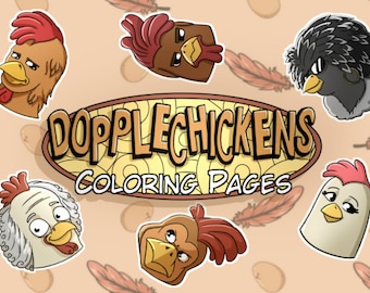 10 COLORING PAGES Doppelganger Chickens Adult Coloring Book ; Meditation; Self Care Self Help; Mental Health; Stress Relaxation; Birds; POD