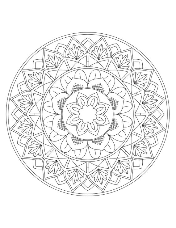 5 Printable Mandala Adult Coloring Pages Floral Mandala Easy Coloring Book  Mandalas 