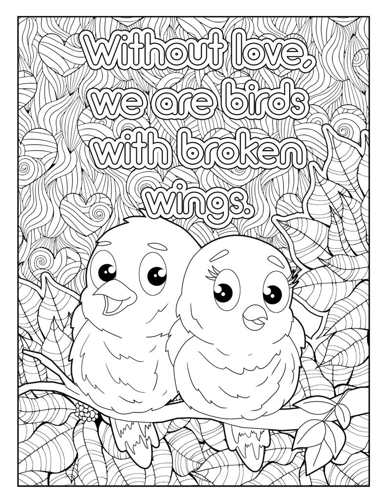 30 Color of LOVE COLORING Pages Quotes Meditation Relaxation Hearts Self Care Self Help Mental Health Adult Coloring Book Stress Relief image 5