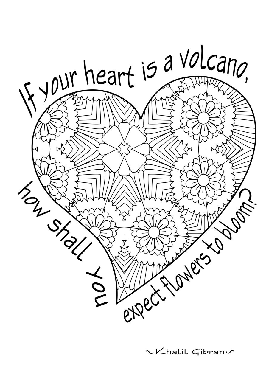 25 HEART COLORING Pages Adult Coloring Book volume 3 Quotes Meditation