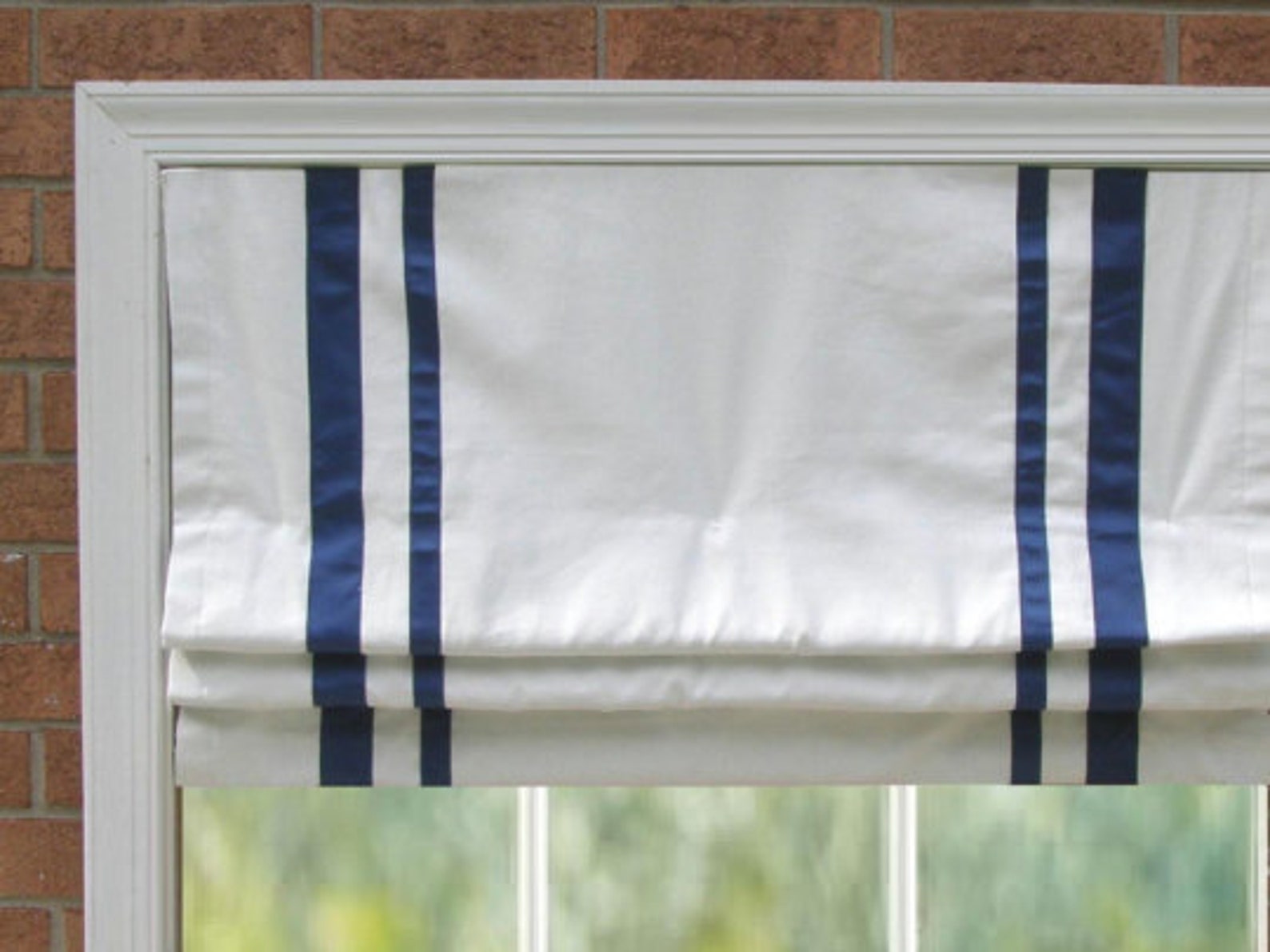 Cordless Blue Ribbon Roman Shade Etsy