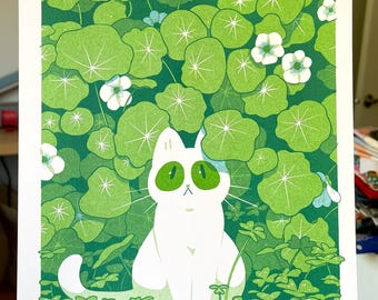 Cat in the Brush - Risograph poster
