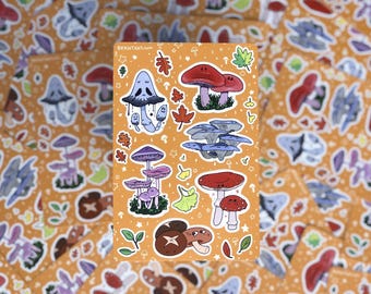 Mushroom Sticker Sheet | Fall Fungi, Mycology Art