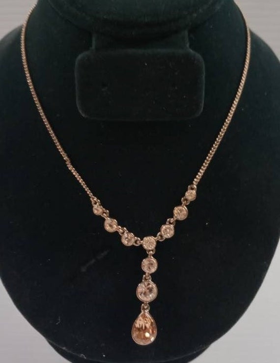 Givenchy Bronze/Rose Gold Tone Crystal Y Necklace