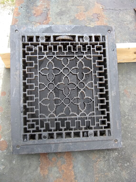 Antique Victorian Cast Iron Heat Grate Vent With Louvers Etsy
