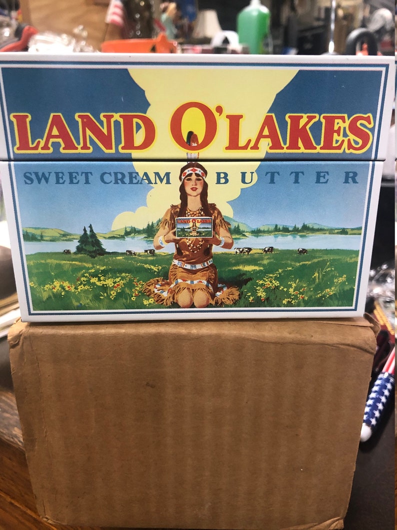 NOS BRAND NEW Land o Lakes metal recipe box very rare great Etsy