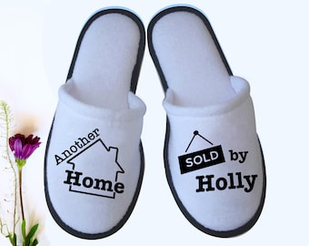 Real Estate Slippers with FREE printable- Personalized Open House Slippers