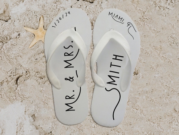 Flip-flops for Party Guests With FREE Printable for Basket or Frame.  Personalized Wedding, Anniversary. BULK 