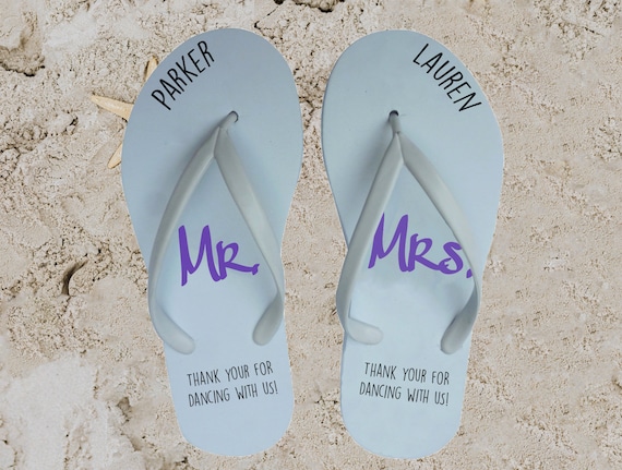 Flip-flops for Party Guests With FREE Printable Personalized Wedding,  Anniversary. BULK 