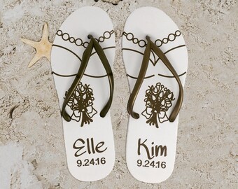 Flip-flops for Party Guests with FREE printable- Personalized Gay Wedding, Anniversary. BULK