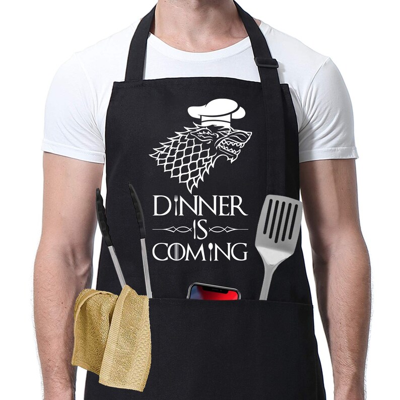 Dark Grey Dinner is Coming Printed Apron Fan of Game of Thrones