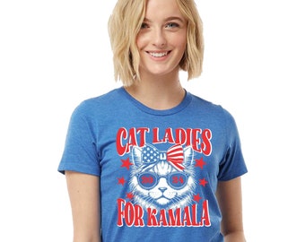 Cat Ladies For Kamala Harris 2024 Presidential Election Women's T-Shirt
