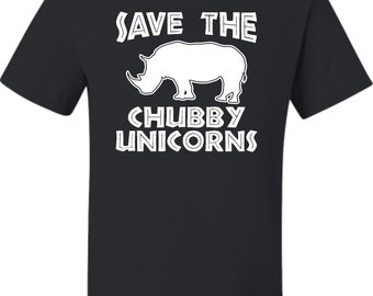 Adult Save The Chubby Unicorns Funny Rhino T-Shirt