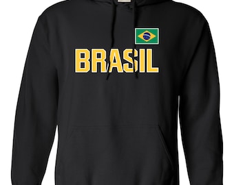 Adult Team Brasil Brazil Flag Pride Hoodie Hooded Sweatshirt