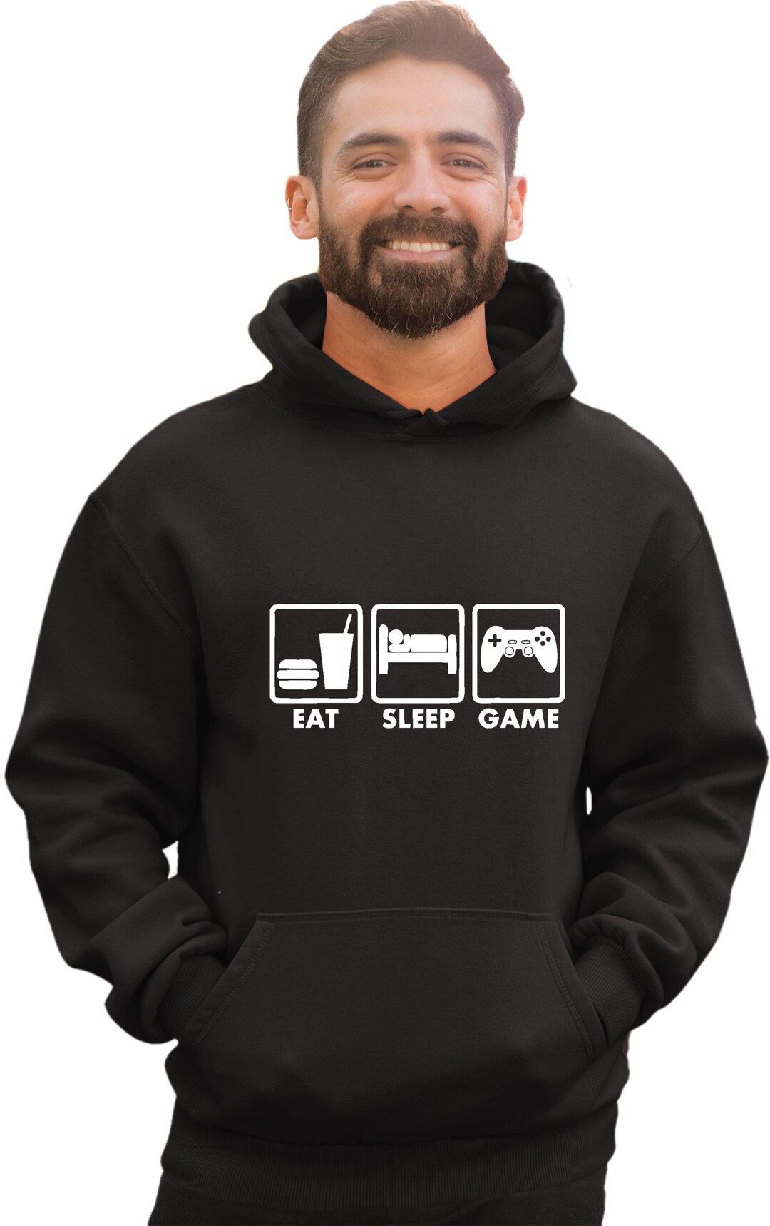 Adult Eat Sleep Game Funny Gamers Gaming Hoodie Hooded Sweatshirt