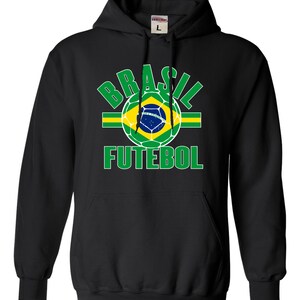 Adult Brasil Futebol Brazil Football Soccer Futbol Hoodie Hooded Sweatshirt