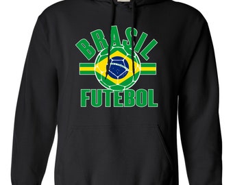 Adult Brasil Futebol Brazil Football Soccer Futbol Hoodie Hooded Sweatshirt