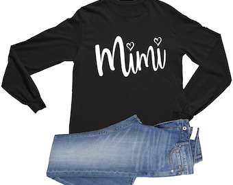 Adult Mimi Heart Grandma Long Sleeve T-Shirt