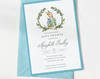 Baby Boy Shower Invitation Template, Baby Shower Invitation, Peter Rabbit, bunnies, Editable Invitation, Classic, Blue, DIY, template #2