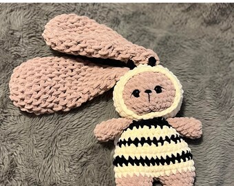 Bunny in a bee costume pdf crochet pattern, amigurumi crochet pattern, animal crochet pattern | plushie crochet pattern, bee crochet, cute