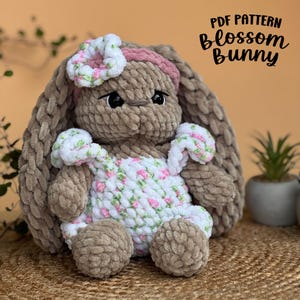 Floral Baby Bunny Crochet Pattern: Amigurumi Plush (PDF Download)