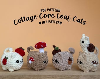 Cottagecore Loaf Cats Crochet Pattern: 4-in-1 Amigurumi (PDF Download)