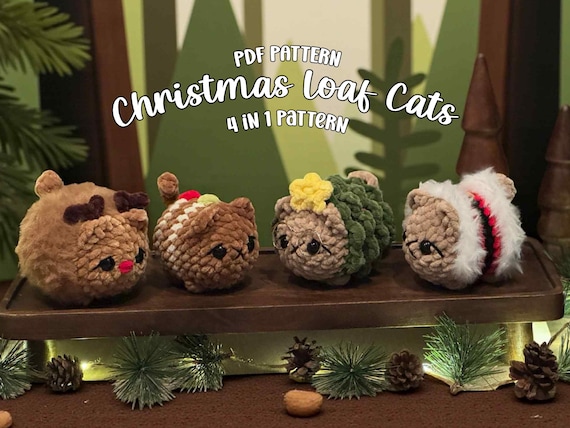 Christmas Loaf Cats Crochet Pattern | 4-in-1 | Amigurumi | PDF Pattern
