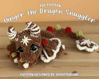 Ginger the christmas dragon snuggler crochet pattern | amigurumi | PDF pattern