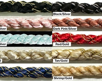 Twist Cord Rope Trimming with Metallic 1/4" - 8 Yards! - Many Colors Available!