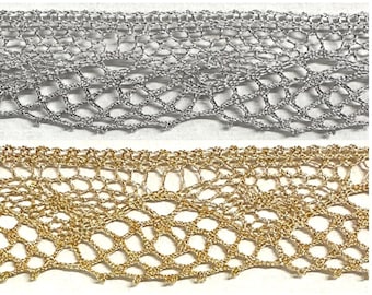 Metallic Lace 1-1/4" - 5 Continuous Yards - Colors Available: Gold or Silver