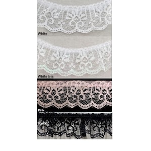 Ruffled Gathered Lace Trimming - 6 Continuous Yards - Color Options!