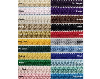 Chinese French Braid Gimp Trimming 1/2" - 6 Continuous Yards - Many Colors!