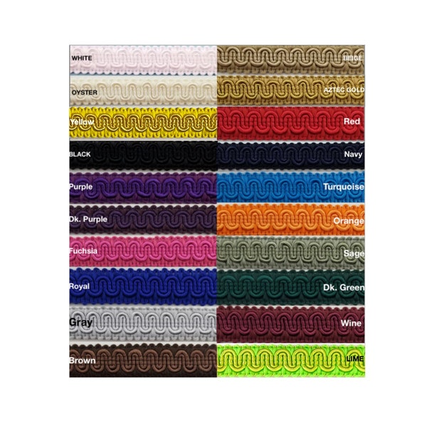 Scroll Braid Gimp w/ Backing 1/2" - 6 Continuous Yards - Many Color Options!
