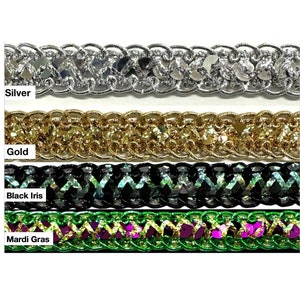 Niet-stretch metallic pailletten trimmen 1 rij (1/2") - 3 doorlopende yards!
