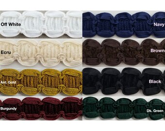 Designer Flätad Gimpkant 3/4" - 6 kontinuerliga yards - Många färger! Tillverkad i USA