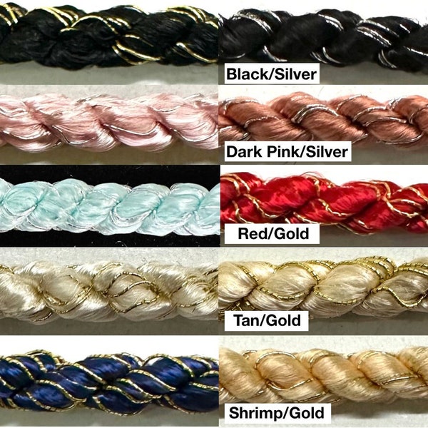 Twist Cord Rope Trimming with Metallic 1/4" - 8 Yards! - Many Colors Available!
