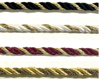 Twist Cord Rope with Metallic Trimming 1/4" - 9 Continuous Yards!