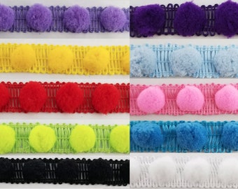Novelty Pom Pom Trim 1/2&quot; - 9 Continuous Yards - Many Colors Available!