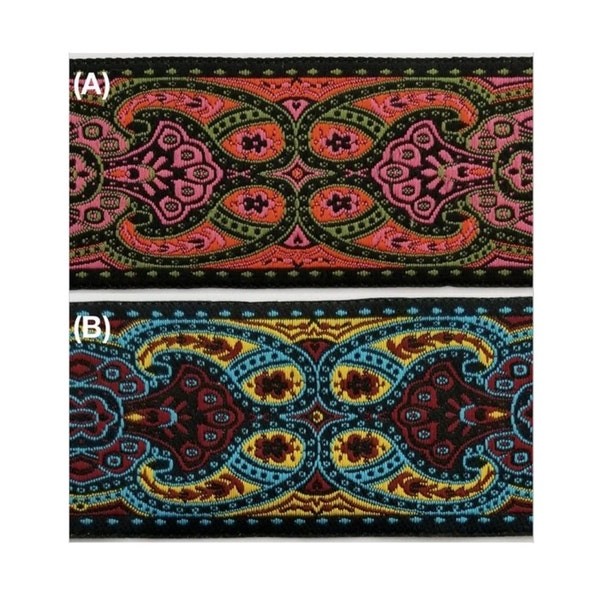 1-7/8" Jacquard Woven Floral Ribbon Trim - 4 Continuous Yards - Many Colors!