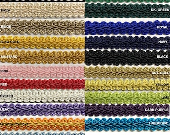 Chinese French Braid Gimp Trimming 1/2" - 4 Continuous Yards - Many Colors!