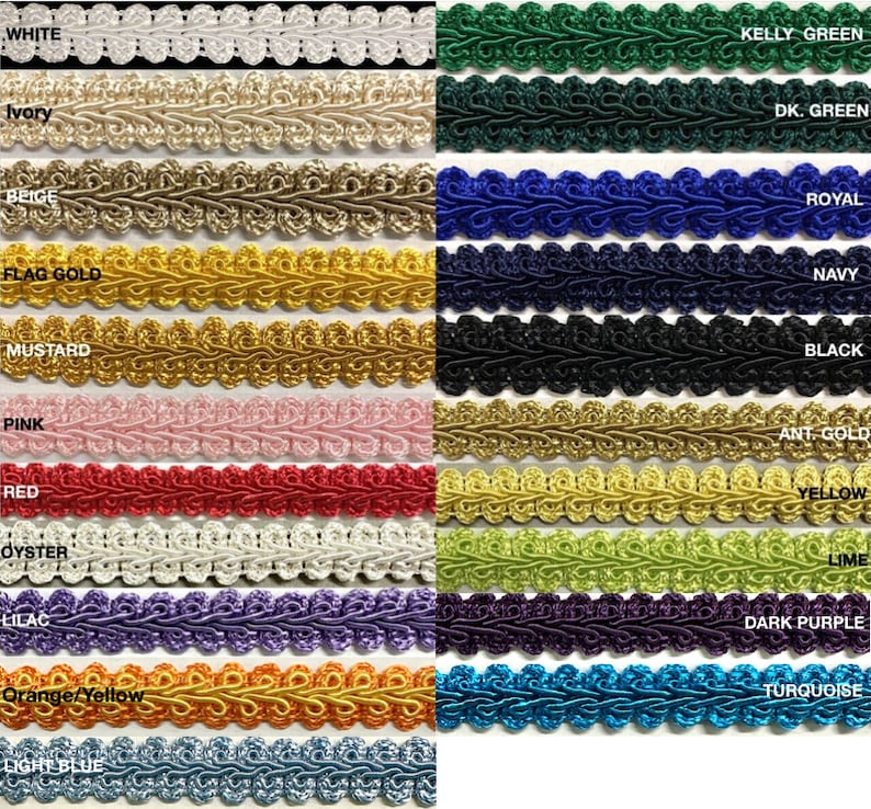 Chinese French Braid Gimp Trimming 1/2 4 Continuous Yards Many Colors image 1