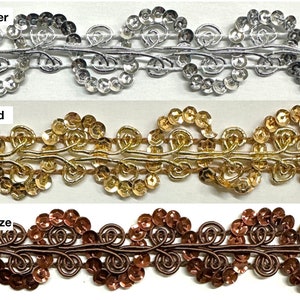 Metallic / Sequins Designer Braid Gimp Trimming 1&quot; - 4 Continuous Yards!