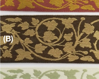 Floral Jacquard Woven Ribbon Trim 2-1/8" - 5 Continuous Yards - Color Options!