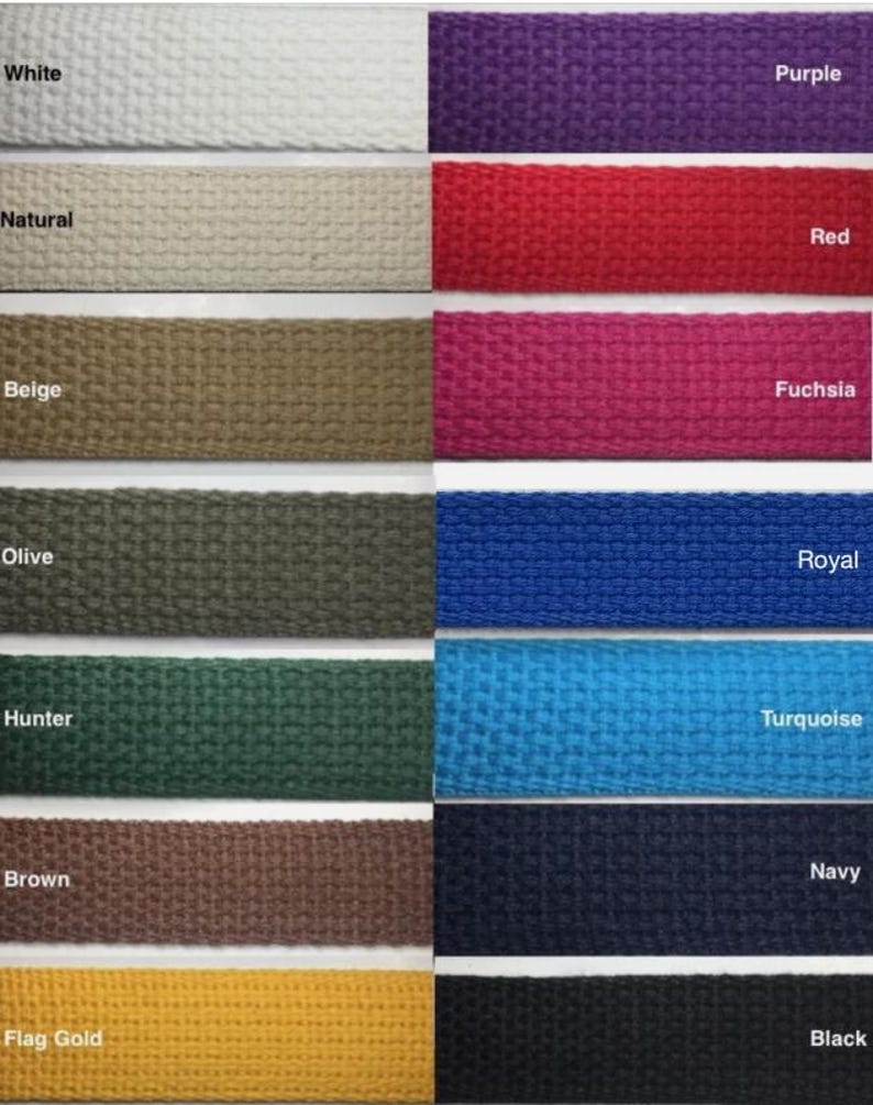 Cotton Webbing 1" - 5 Continuous Yards - Many Colors Available - Made in USA image 1